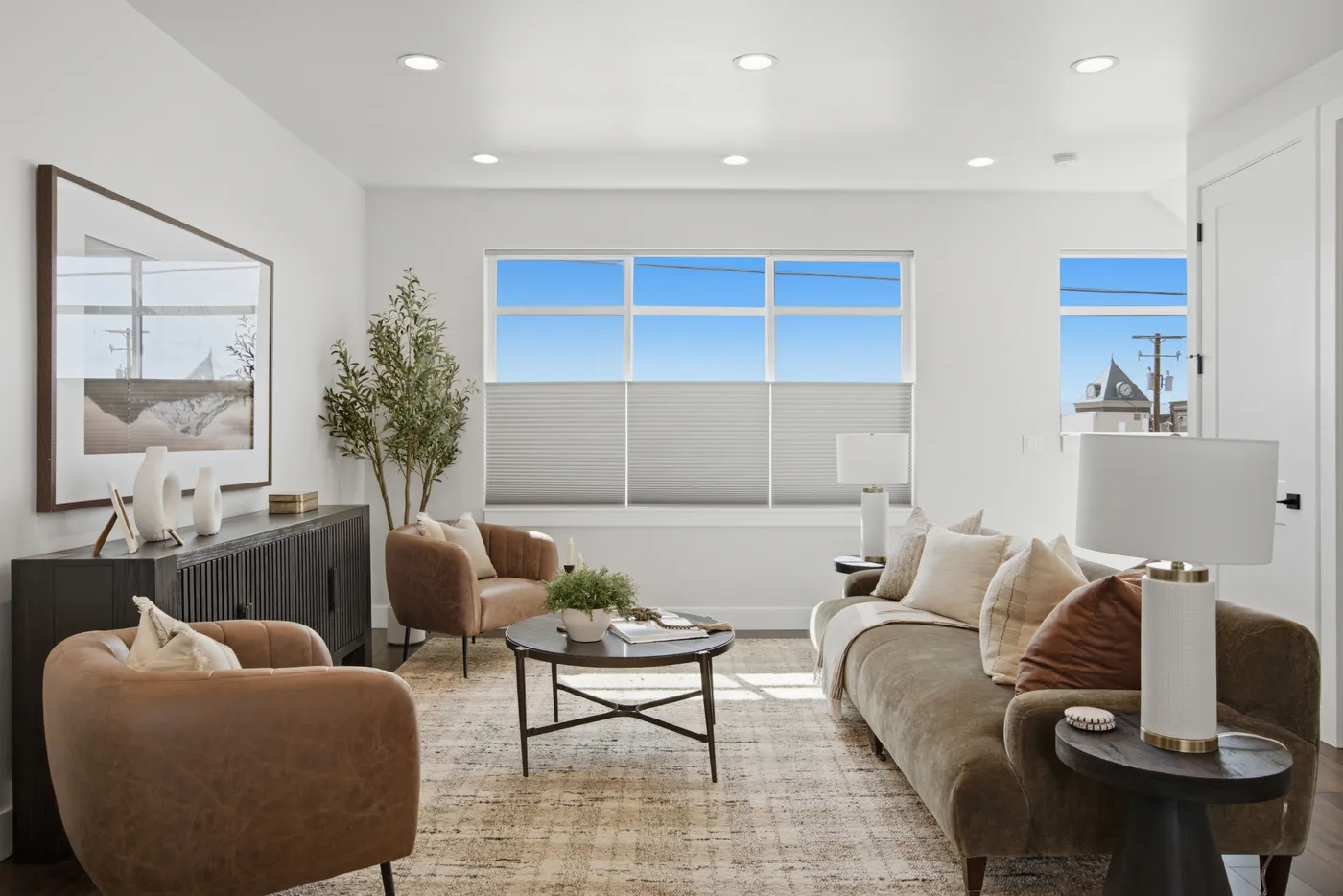 Living room with oversized windows